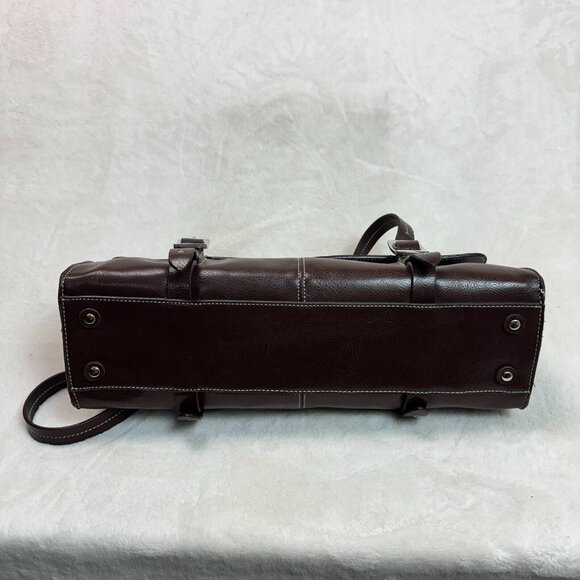 Kenneth Cole Reaction Leather Handbag Chocolate Brown Stylish Purse - Picture 12 of 16